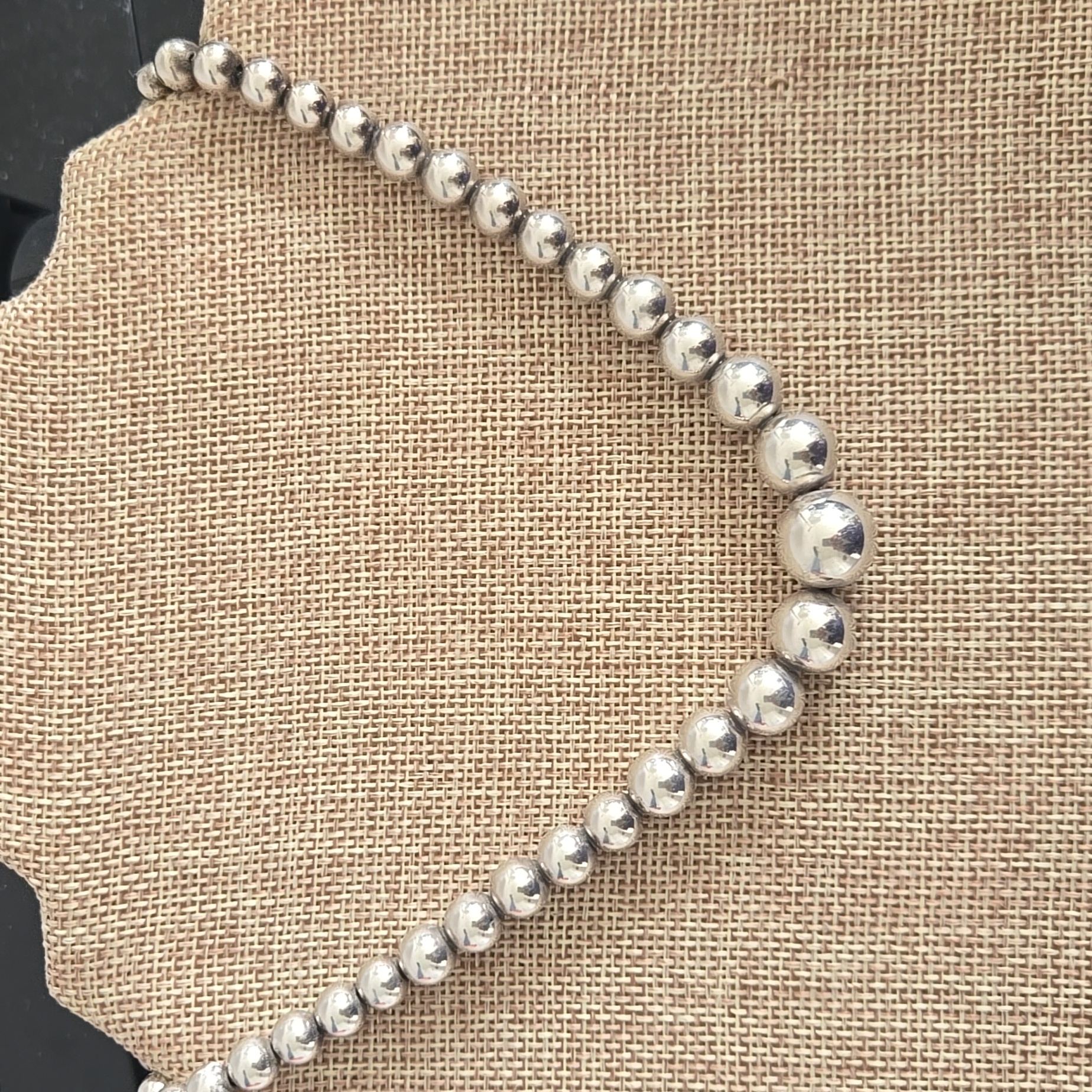 Vintage Sterling Silver Graduated Bead Necklace